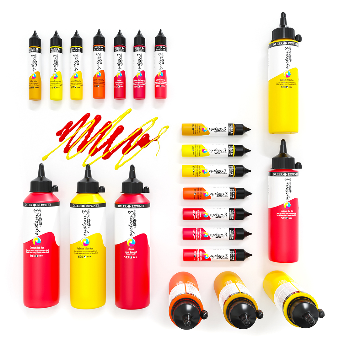 Daler Rowney System3 Acrilico - Giallo Cadmio, 500 Ml - Vernice Per Artisti